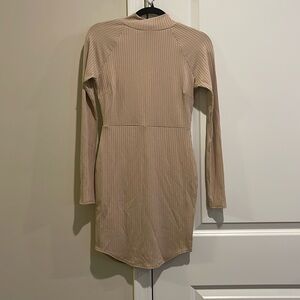 Nude Ribbed Jersey Midi Dress, US8